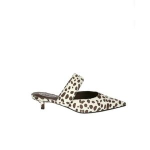 New Scoop Women's Pointed Toe Kitten Heel Mules Dalmatian Print Slip On Shoes 7